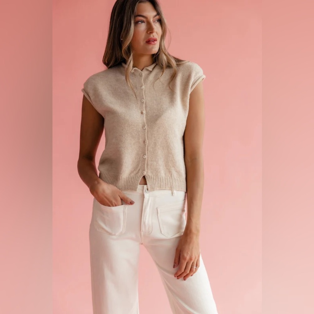 Roolee Cream Knit Button-Up Tank - Picture 2 of 5